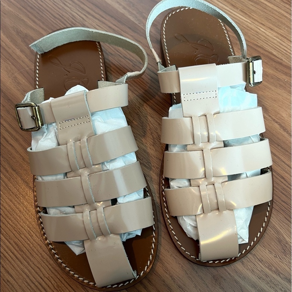 J. Crew Fisherman sandals in shiny spazzolato leather